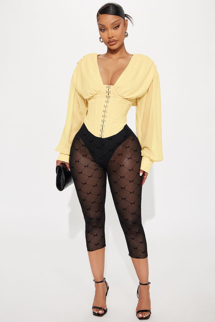 Cute But Psycho Chiffon Corset Top - Butter Yellow