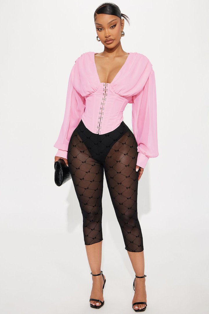 Cute But Psycho Chiffon Corset Top - Pink