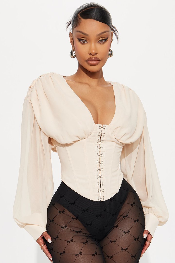 Cute But Psycho Chiffon Corset Top - Cream
