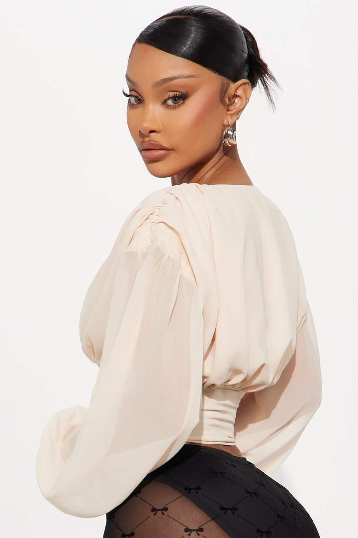 Cute But Psycho Chiffon Corset Top - Cream