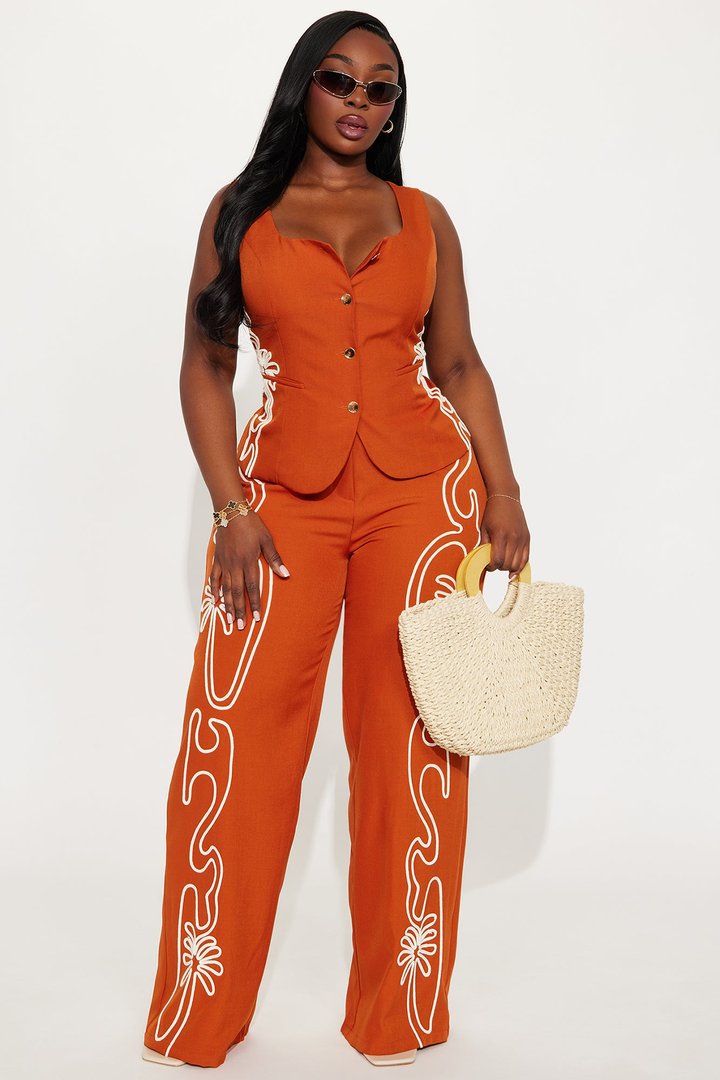 Iconic Attitude Vest Pant Set - Rust