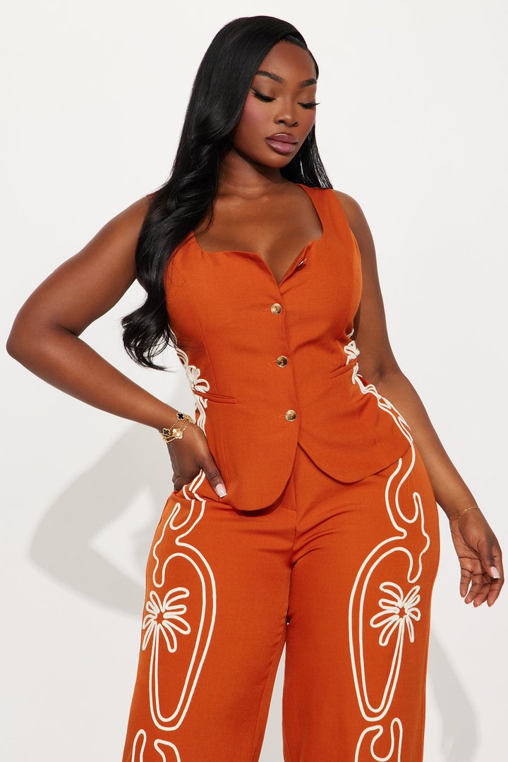 Iconic Attitude Vest Pant Set - Rust