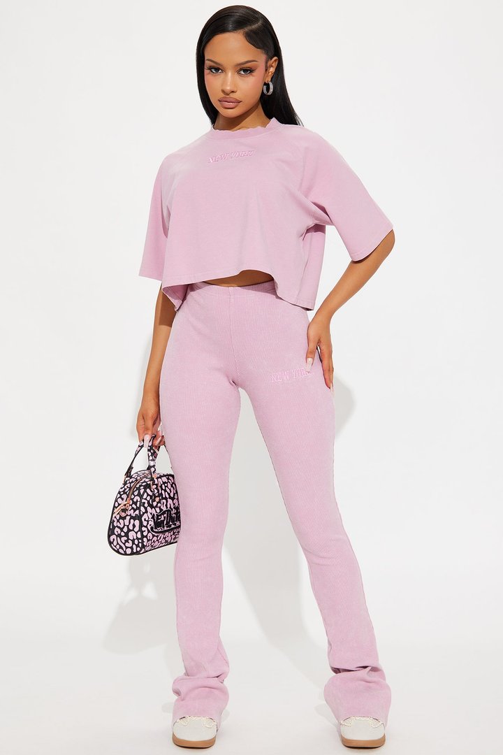 In New York Ribbed Legging Set - Pink
