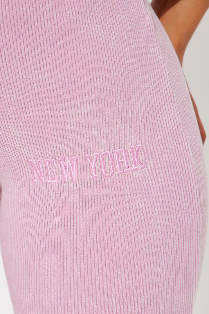 In New York Ribbed Legging Set - Pink