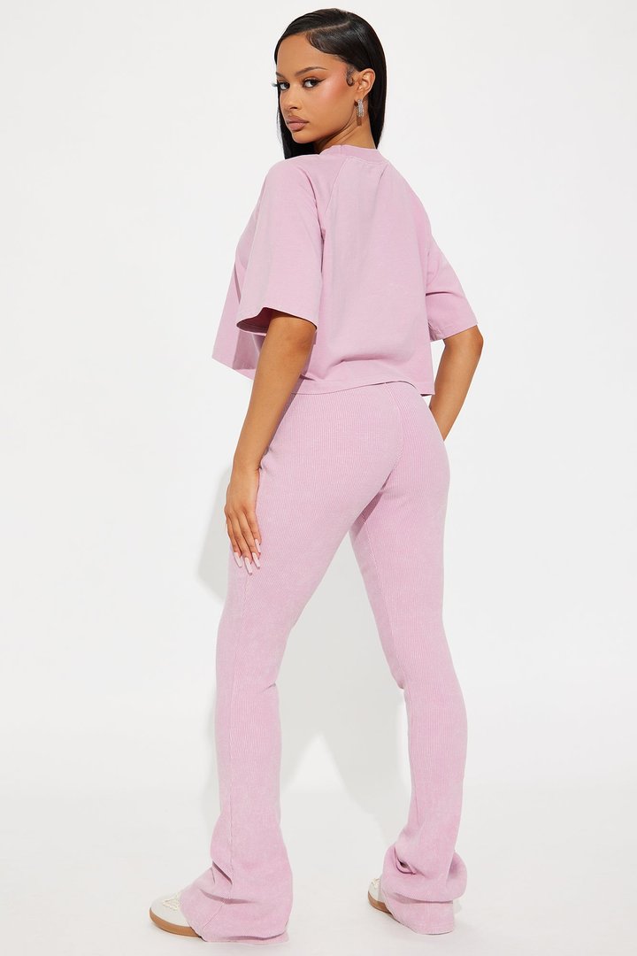 In New York Ribbed Legging Set - Pink