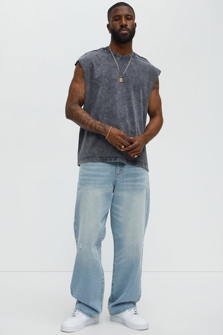 Relaxed Vintage Wash Heavyweight Muscle Tee - Black Wash