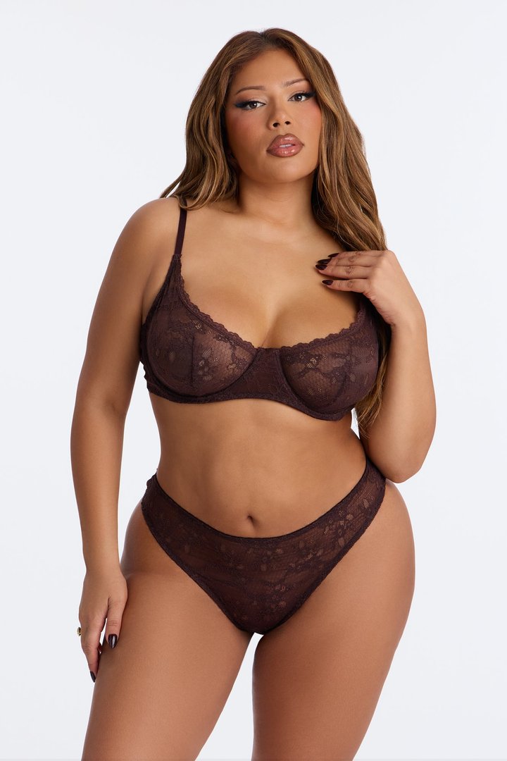 Hopeless Romantic Lace Bra And Panty 2 Piece Set - Chocolate