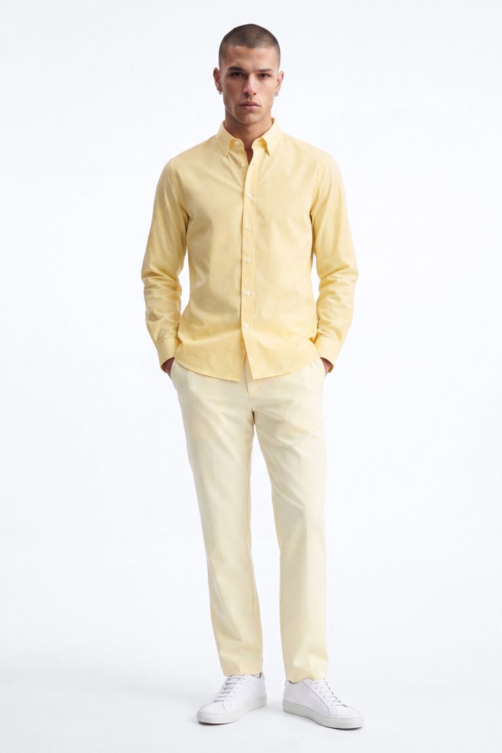 Maison Tailored Wrinkle Free Dress Shirt - Butter Yellow