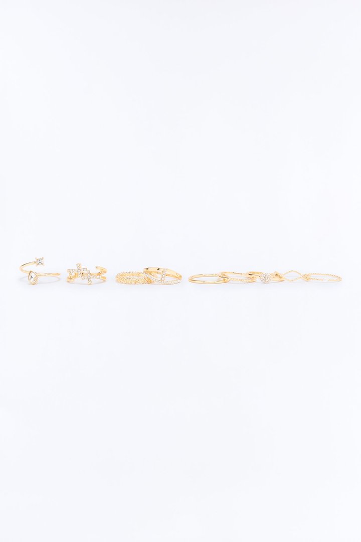 Simply Beautiful 9 Piece Ring Set - Gold
