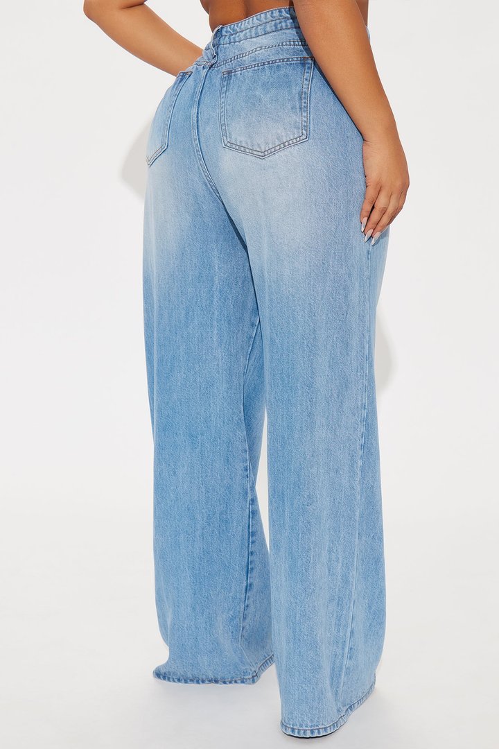 Beachfront Drapey Wide Leg Jeans - Vintage Wash