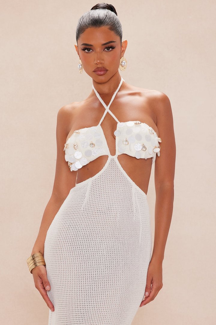 Hailey Crochet Maxi Dress - Cream