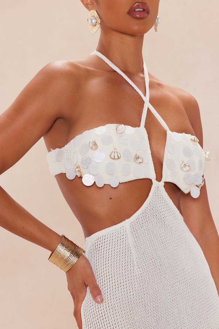 Hailey Crochet Maxi Dress - Cream