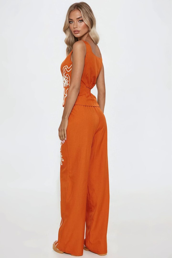 Iconic Attitude Vest Pant Set - Rust