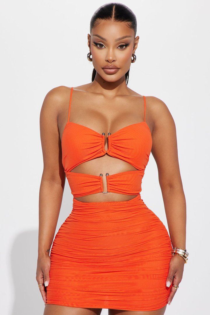 Gabriella Ruched Mini Dress - Orange