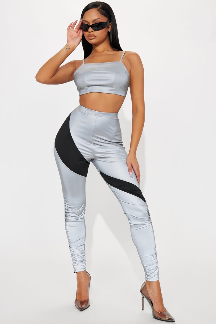 Riley Reflective Legging Set - Silver/Black