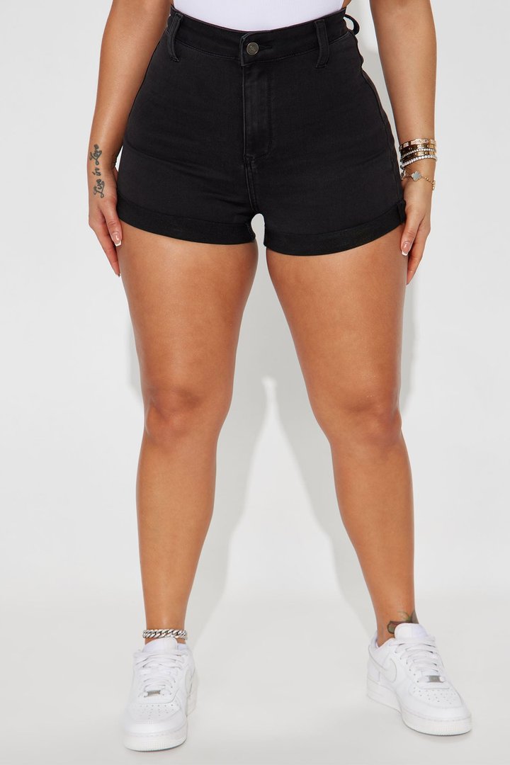 Rock Solid Denim Shorts - Black
