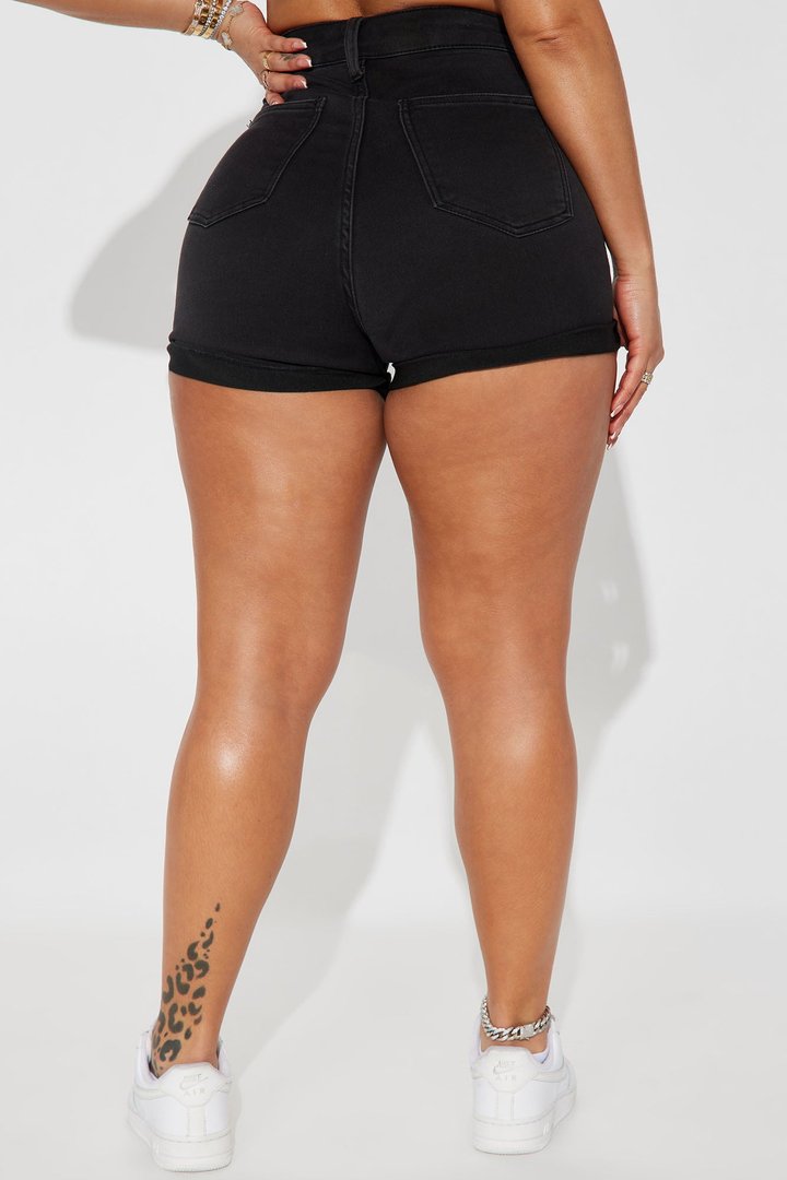Rock Solid Denim Shorts - Black