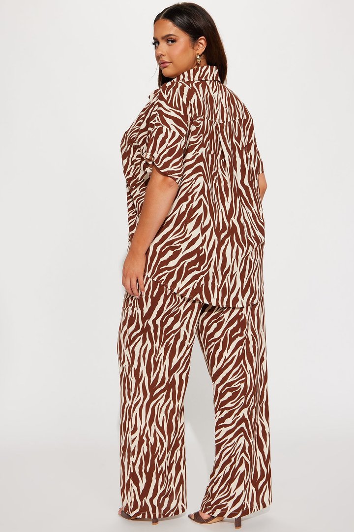 A New Direction Pant Set - Brown/combo