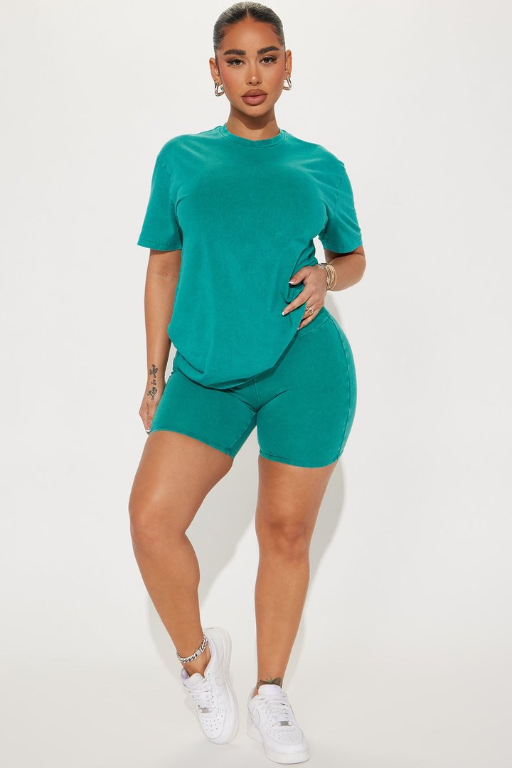 Stepping Out Mineral Wash Short Set - Emerald