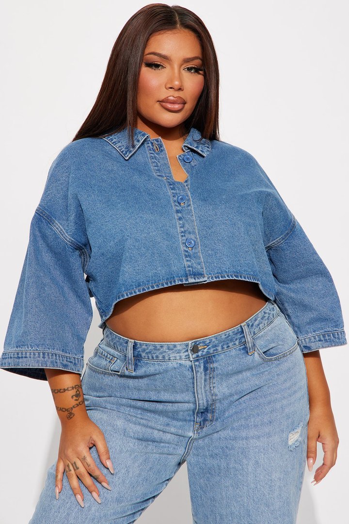 Made For It Denim Shirt - Medium Wash
