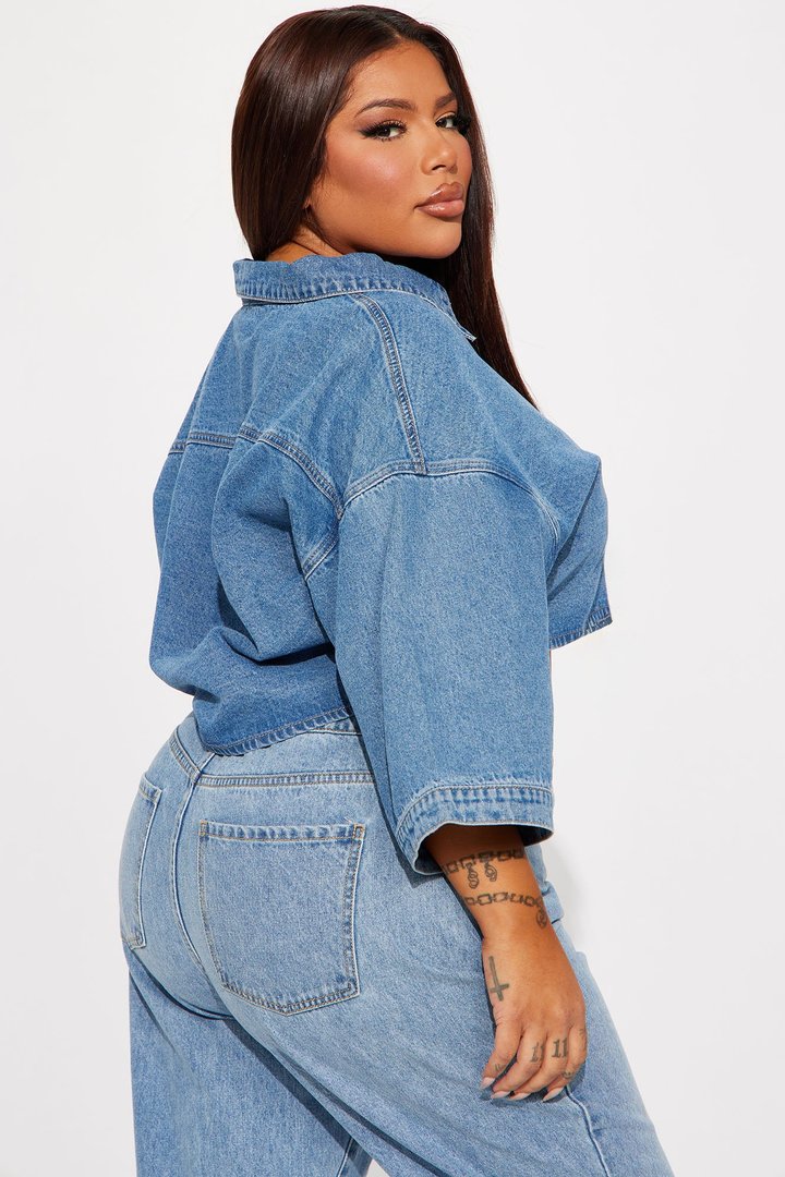 Made For It Denim Shirt - Medium Wash
