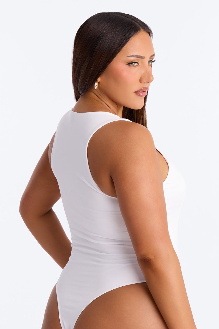 Delta Double Lined Bodysuit - White