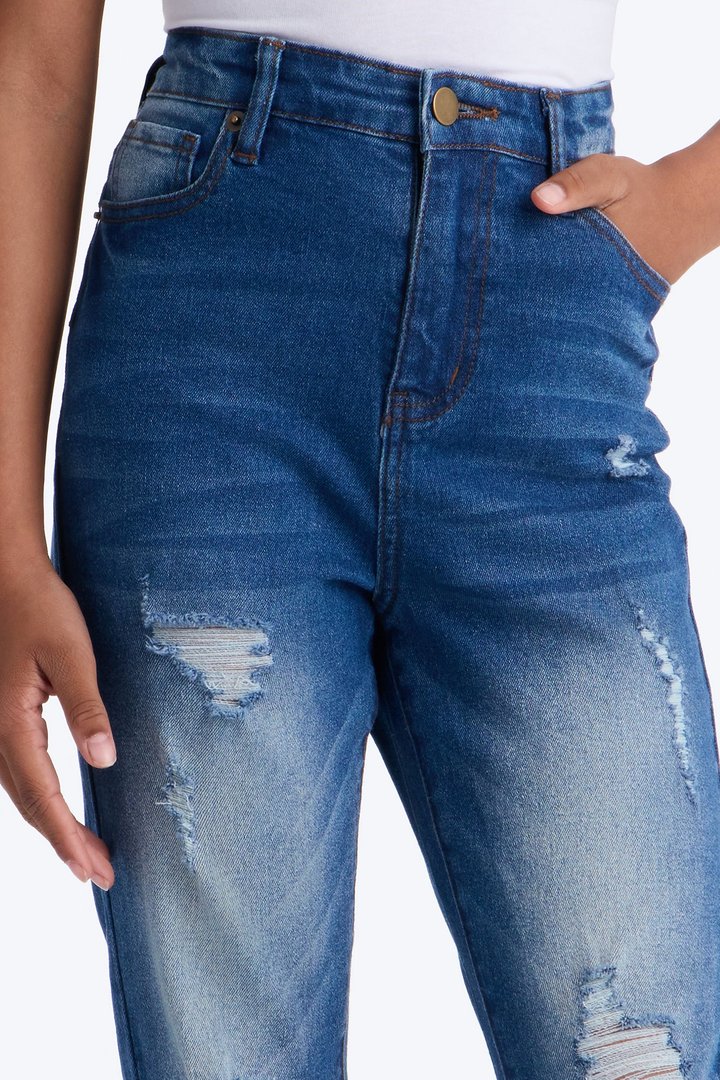 Mini High Drive Ripped Skinny Jeans - Dark Wash