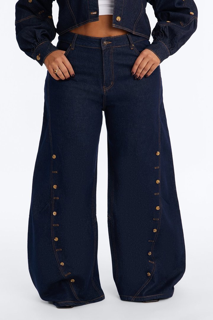 Asher Barrel Leg Jeans - Dark Wash