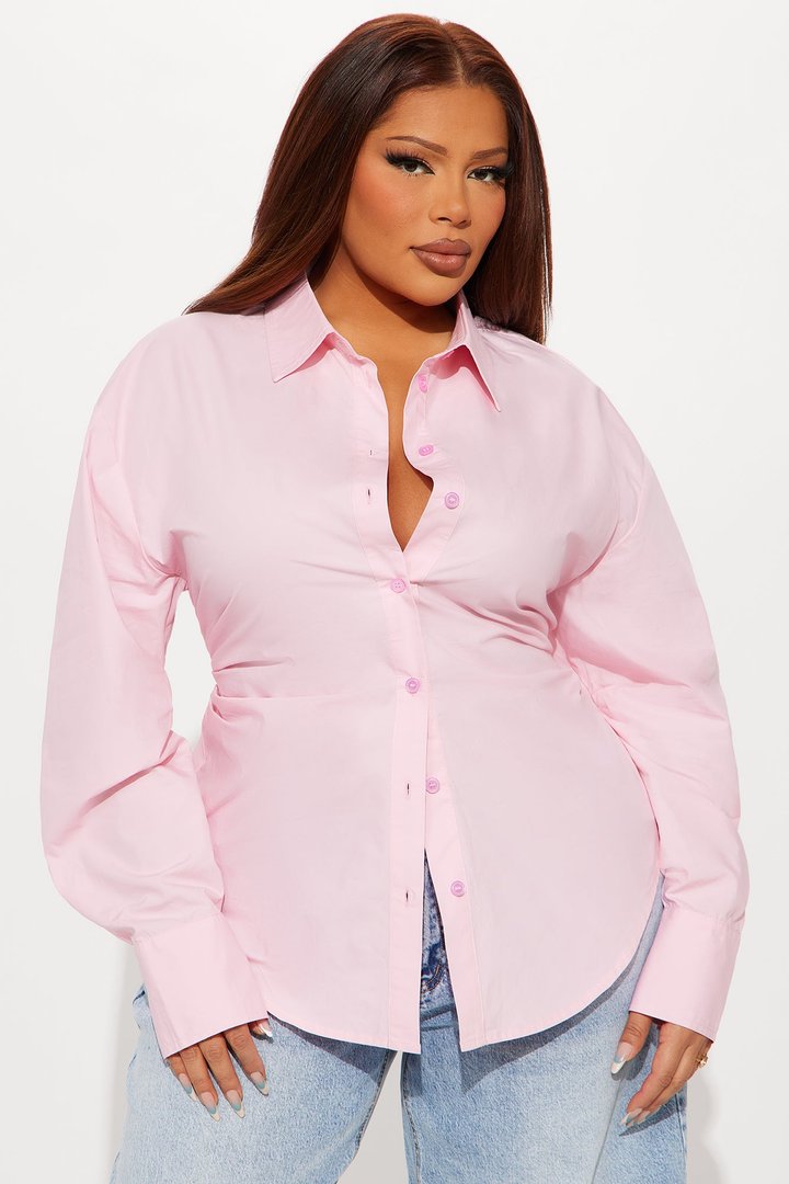 Alaia Poplin Button Up Shirt - Pink