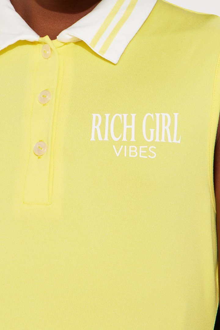 Mini As Usual Pleated Polo Shirt Dress - Butter Yellow