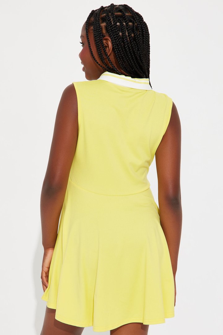 Mini As Usual Pleated Polo Shirt Dress - Butter Yellow