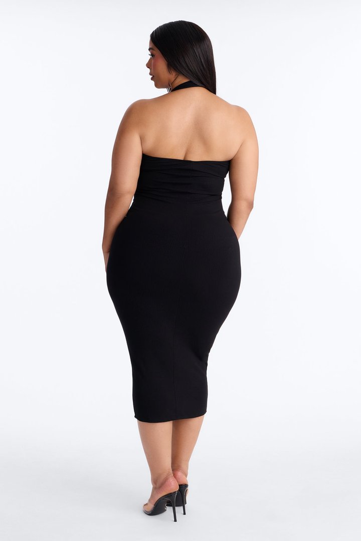 Lily Snatched Midi Dress - Black