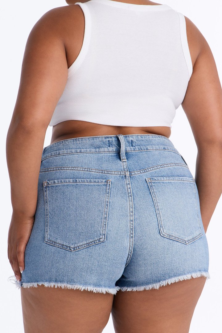 Dreah High Rise Ripped Denim Shorts - Vintage Wash