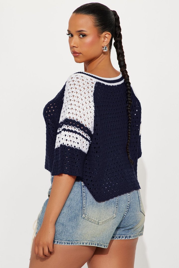 All Star Crochet Cropped Top - Navy/combo