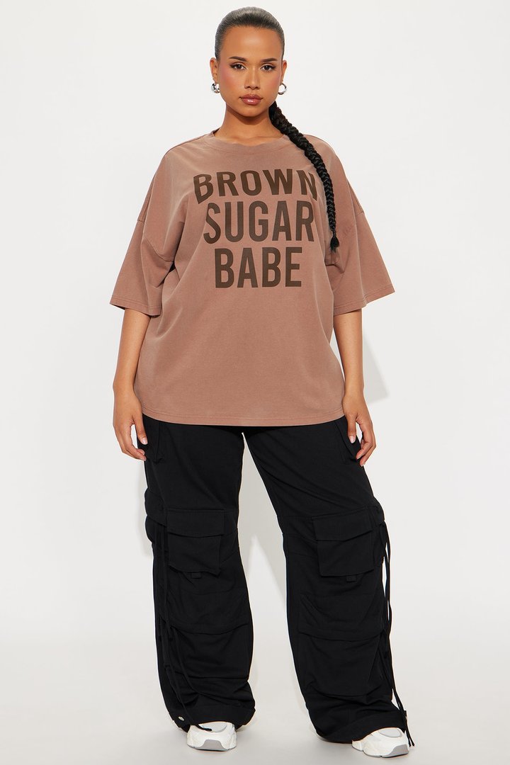 Brown Sugar Babe Washed Tee - Brown