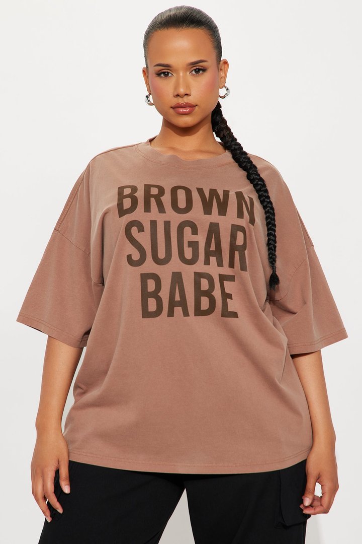 Brown Sugar Babe Washed Tee - Brown
