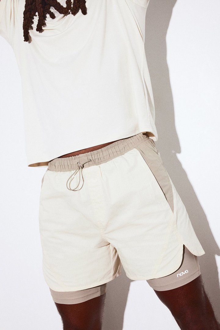 ProRipStop 7″ Built In Compression Shorts - Cream/combo