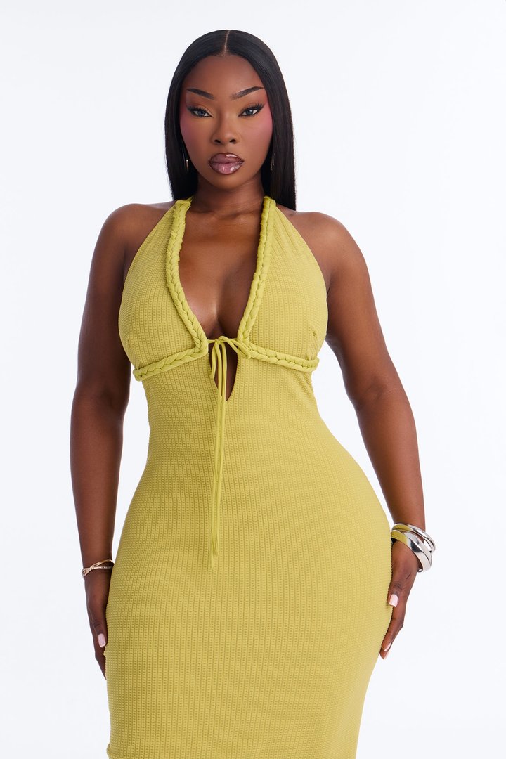 Take Me Back Textured Maxi Dress - Chartreuse