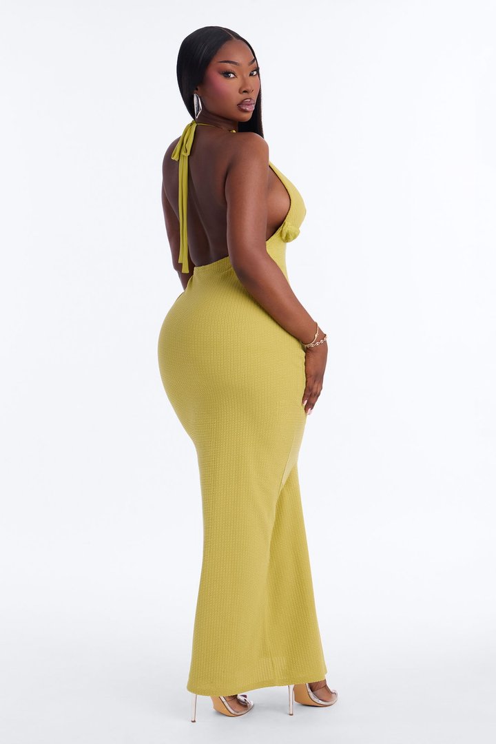 Take Me Back Textured Maxi Dress - Chartreuse