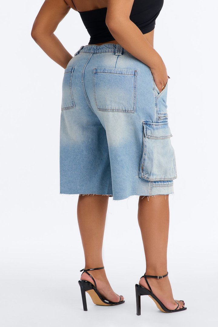 Parker Denim Cargo Jorts - Light Wash