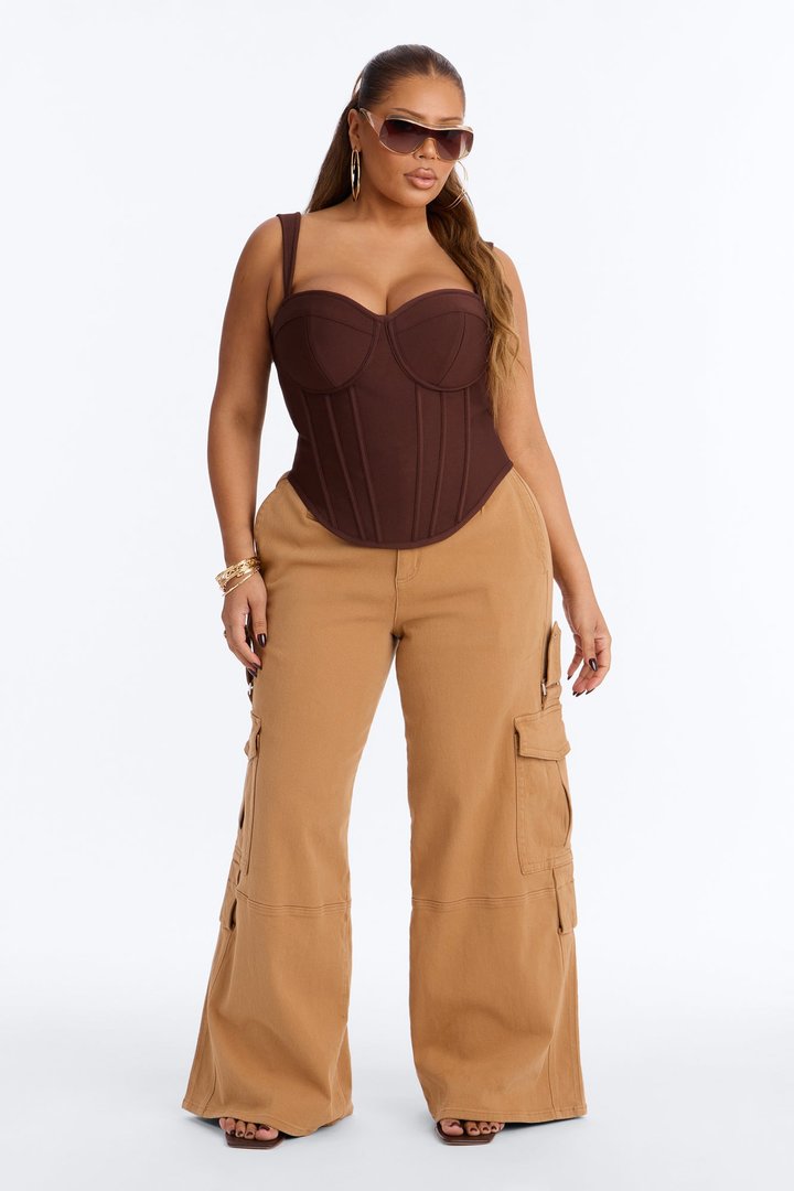 Cece Bandage Corset Top - Chocolate