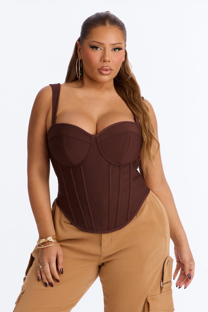 Cece Bandage Corset Top - Chocolate