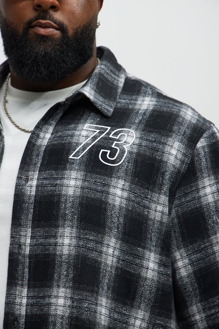 All Star Plaid Button Down Cropped Short Sleeve Shirt - Black/combo