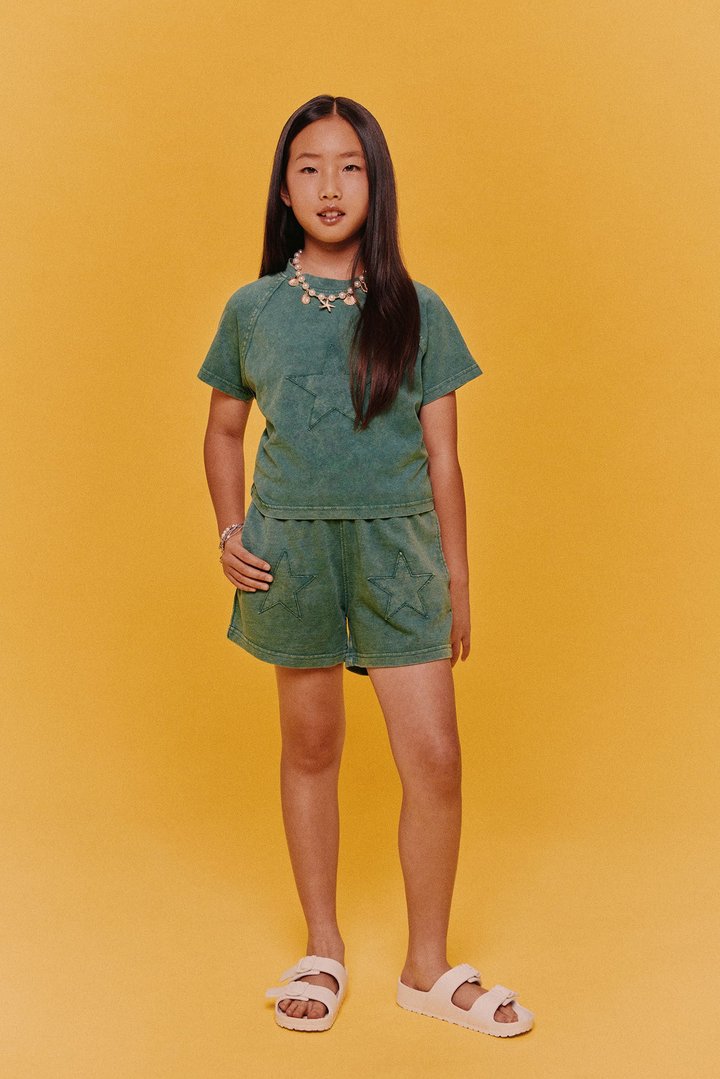 Mini Chill Queen Baby Tee Short Set - Hunter Green