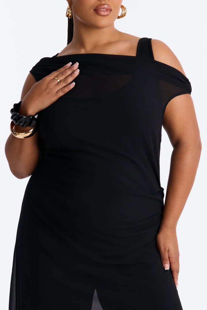 Brena 2 Piece Sheer Draped Jumpsuit - Black