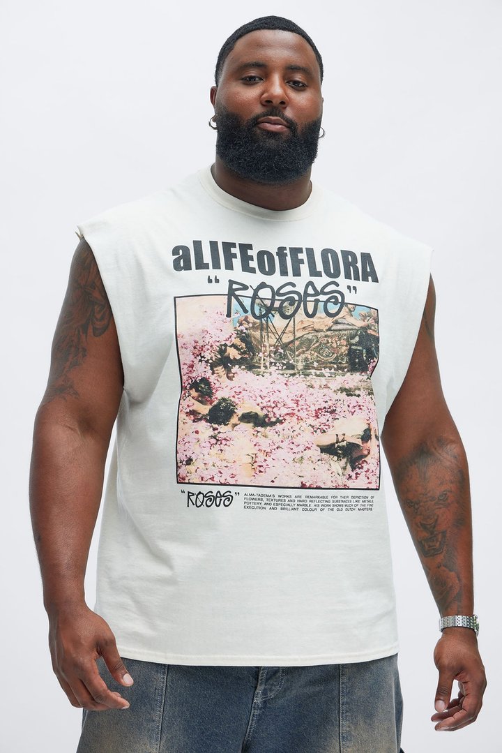 A Life Of Flora Sleeveless Tee - Tan