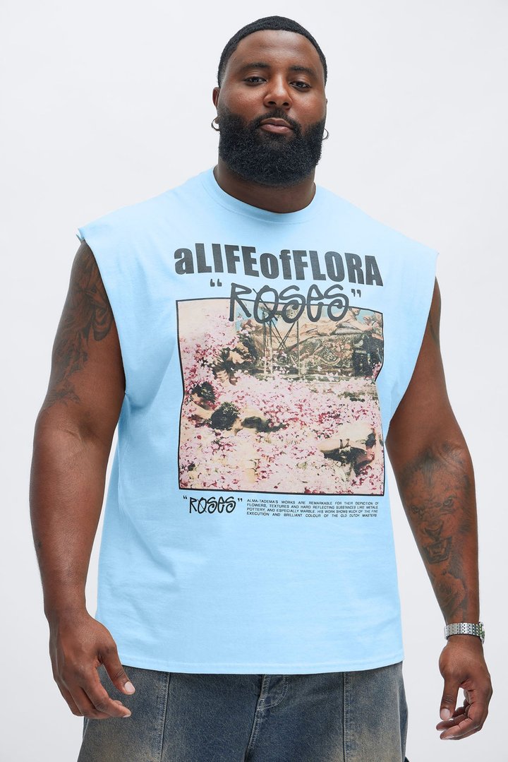 A Life Of Flora Sleeveless Tee - Light Blue