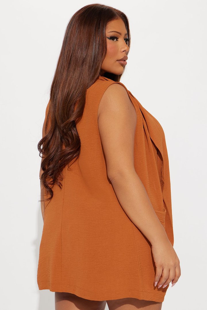 Sylvia Flowy Vest Short Set - Rust