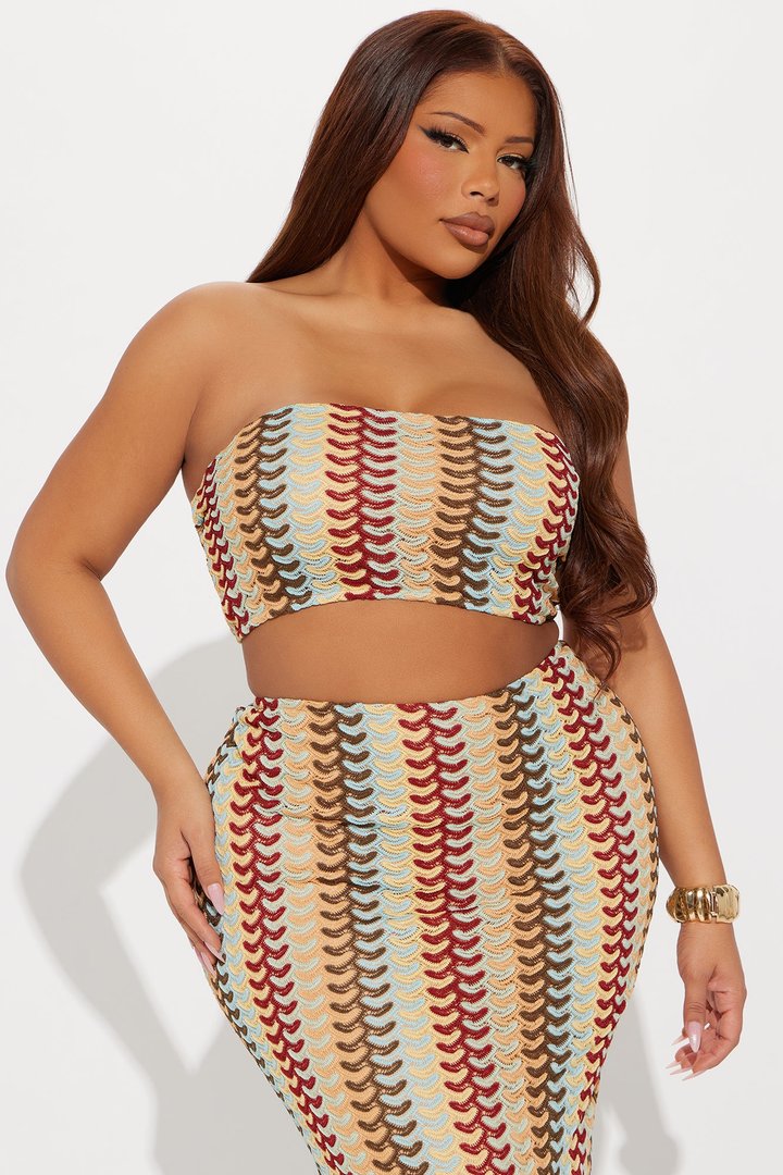 Retro Waves Crochet Maxi Skirt Set - Multi Color
