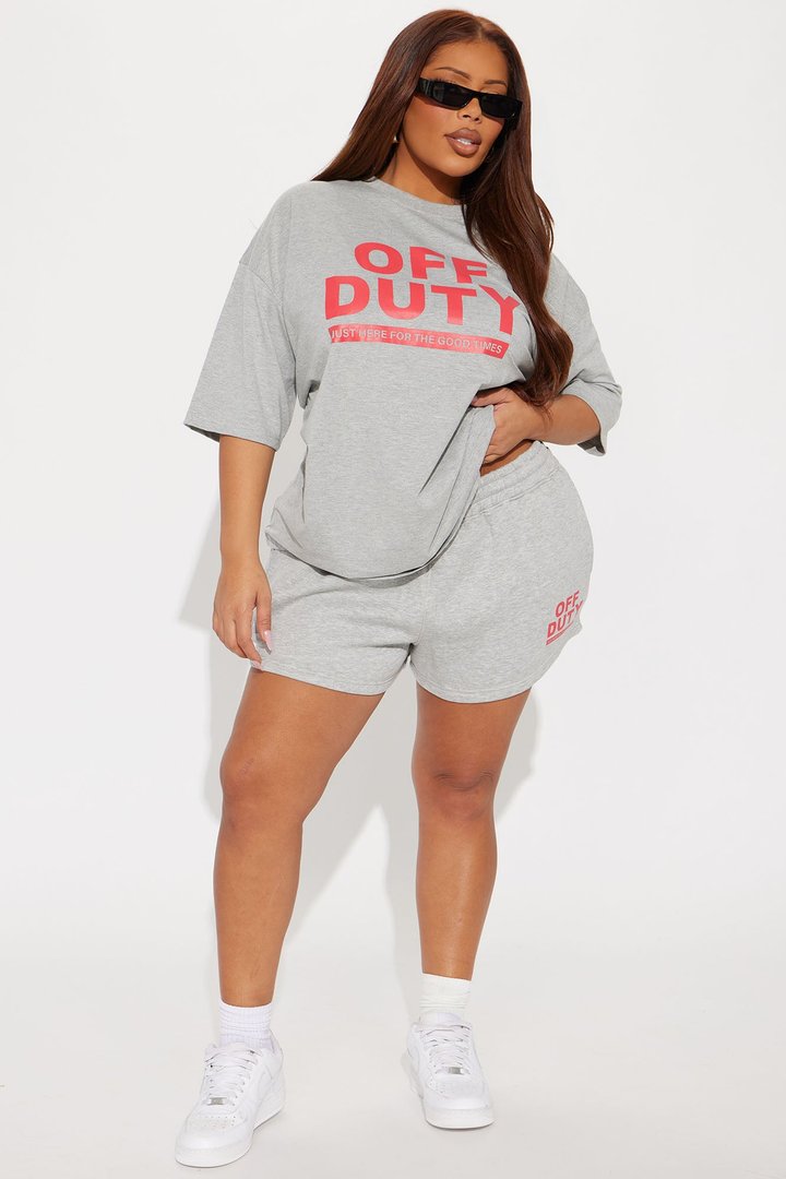 Off Duty Fleece Lounge Short Set - Grey/combo